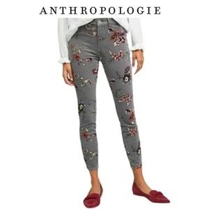 Anthropologie Pilcro High Rise Floral Corduroy Jeans